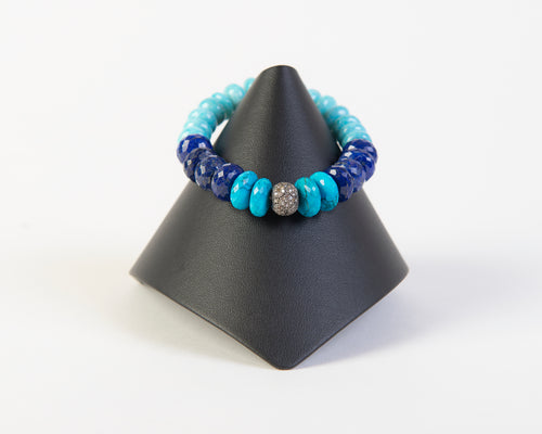 Pave diamond and lapis with  turquoise and paruvian opal