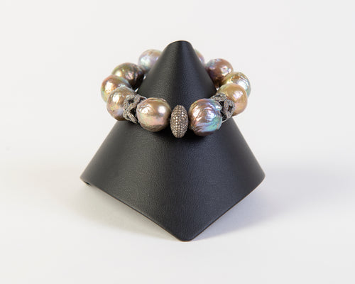 Pave diamond and baroque pearls