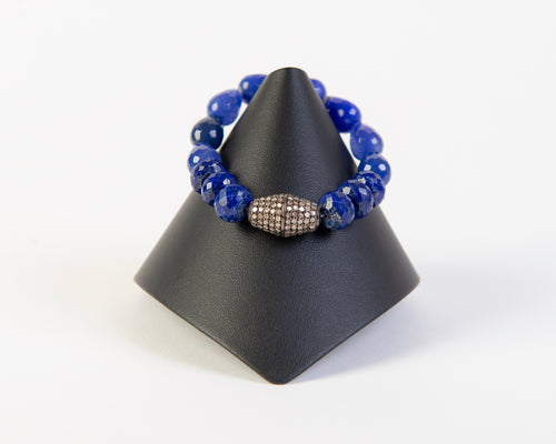 Pave diamond and lapis with bright jade