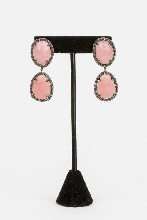 Pave Diamond, Opal Earrings