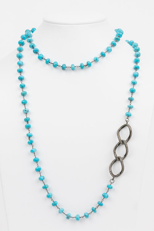 Turquoise and Pave Diamond Necklace