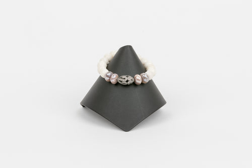 Cloud Quartz and Moonstone with White Topaz Bracelet