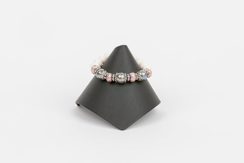 Mystic Quartz and Moonstone on Bone Bracelet