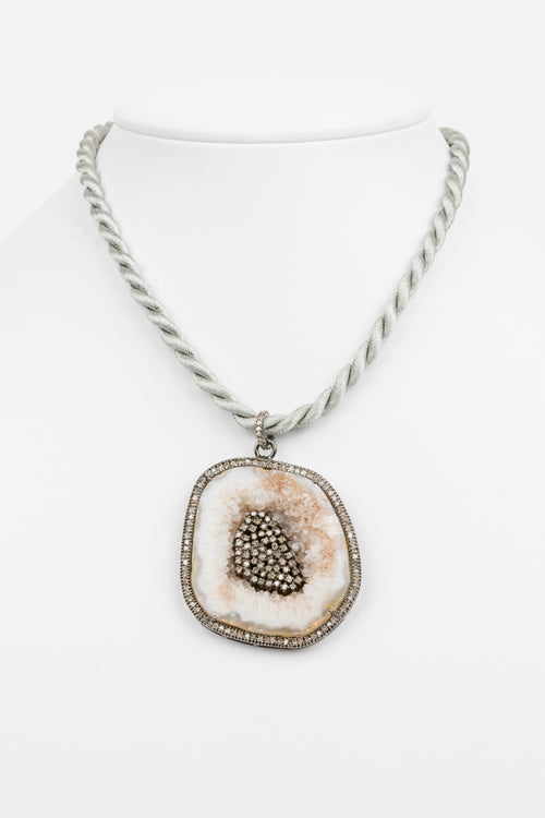 Pave Diamond Geode Necklace