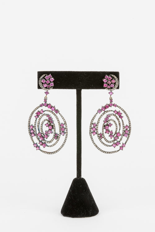 Ruby and Pave Diamond Earrings
