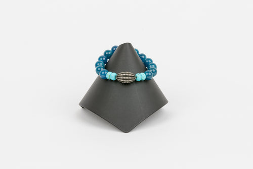 Turquoise and Agate with Pave Diamond Bracelet