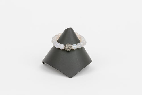 Cloud Quartz and Rose Cut Diamond Bead