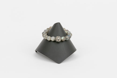 Labradorite and Rose Cut Diamond Bead