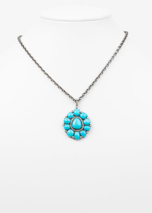 Turquoise and Pave Diamond Necklace