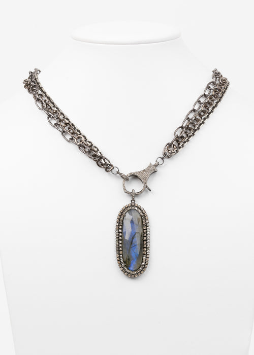 Pave Diamond, Labradorite Necklace
