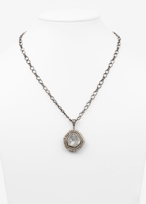 Rose Cut and Pave Diamond Necklace