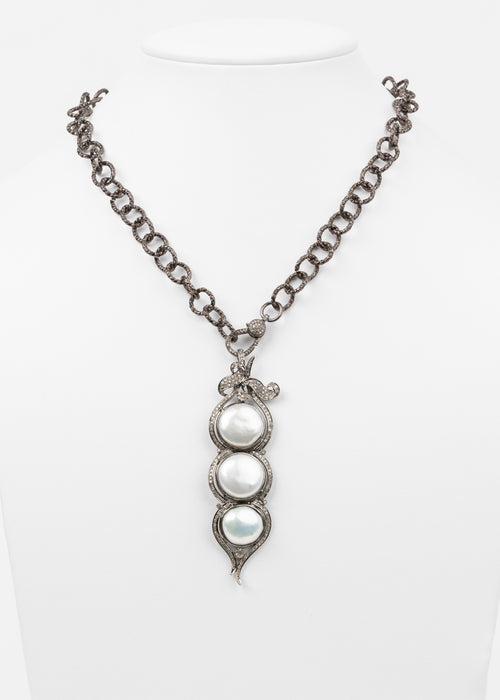 Pearl and Pave Diamond Necklace