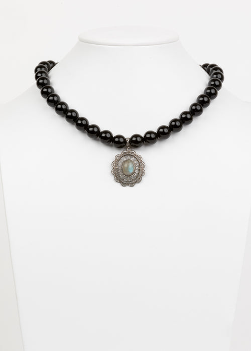 Black Onyx and Labradorite Necklace