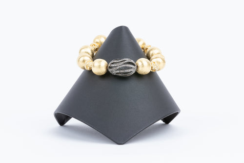 Pave Diamond, Brushed Vermeil