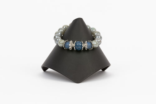 Frosted Iolite, Labradorite Bracelet