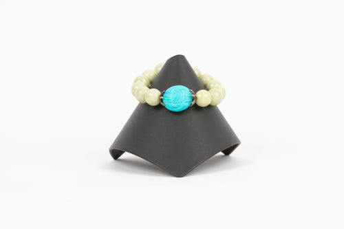 Pave diamond, carved turquoise , agate