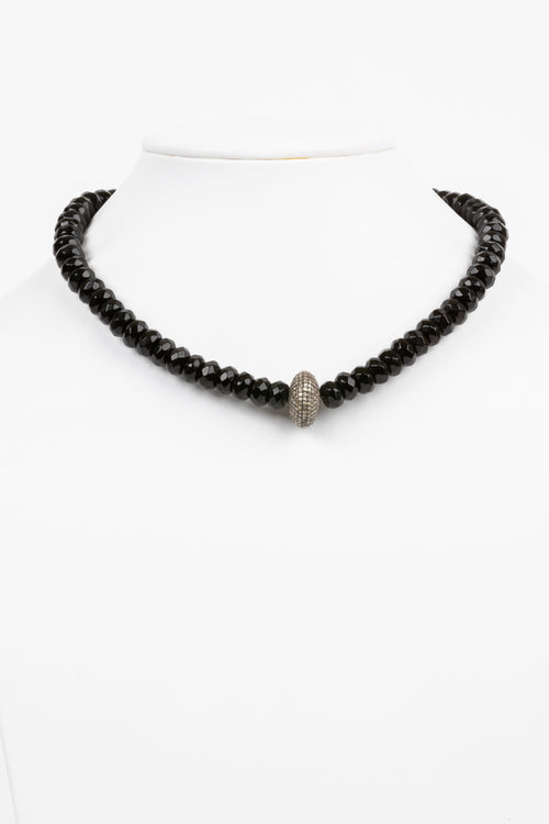 Pave Diamond, Black Onyx Necklace