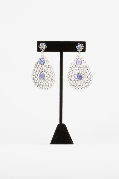 Rock Crystal, Tanzanite Earrings