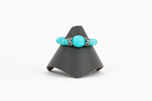 Pave diamond, carved turquoise, agate