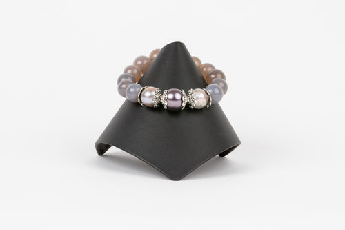 Pearl, Plum Agate Bracelet