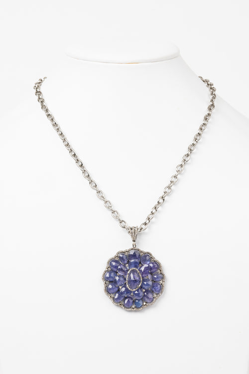 Pave Diamond, Tanzanite Necklace
