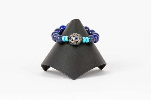 Pave Diamond, Sapphire, Turquoise, Lapis Bracelet