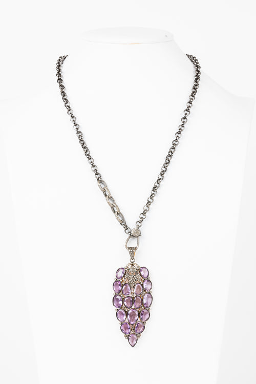 Pave Diamond, Amethyst Necklace