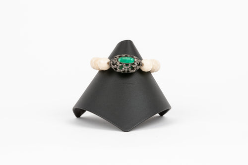 Pave Diamond, Emerald, Agate Bracelet