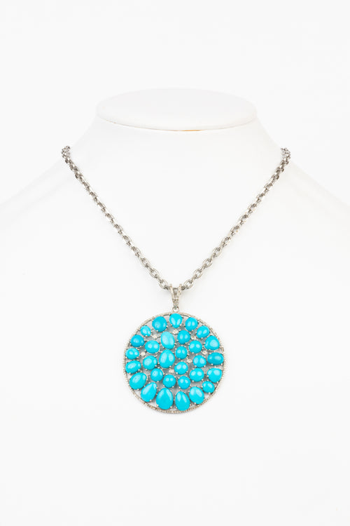 Pave Diamond, Turquoise Necklace