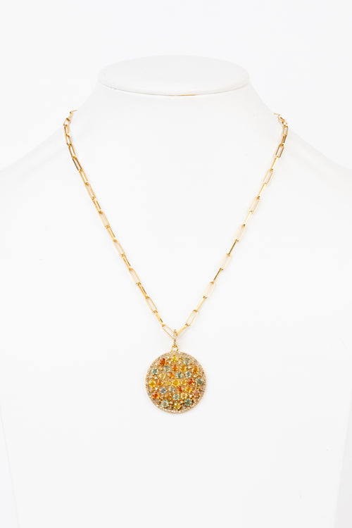 Pave Diamond, Multi Sapphire Necklace