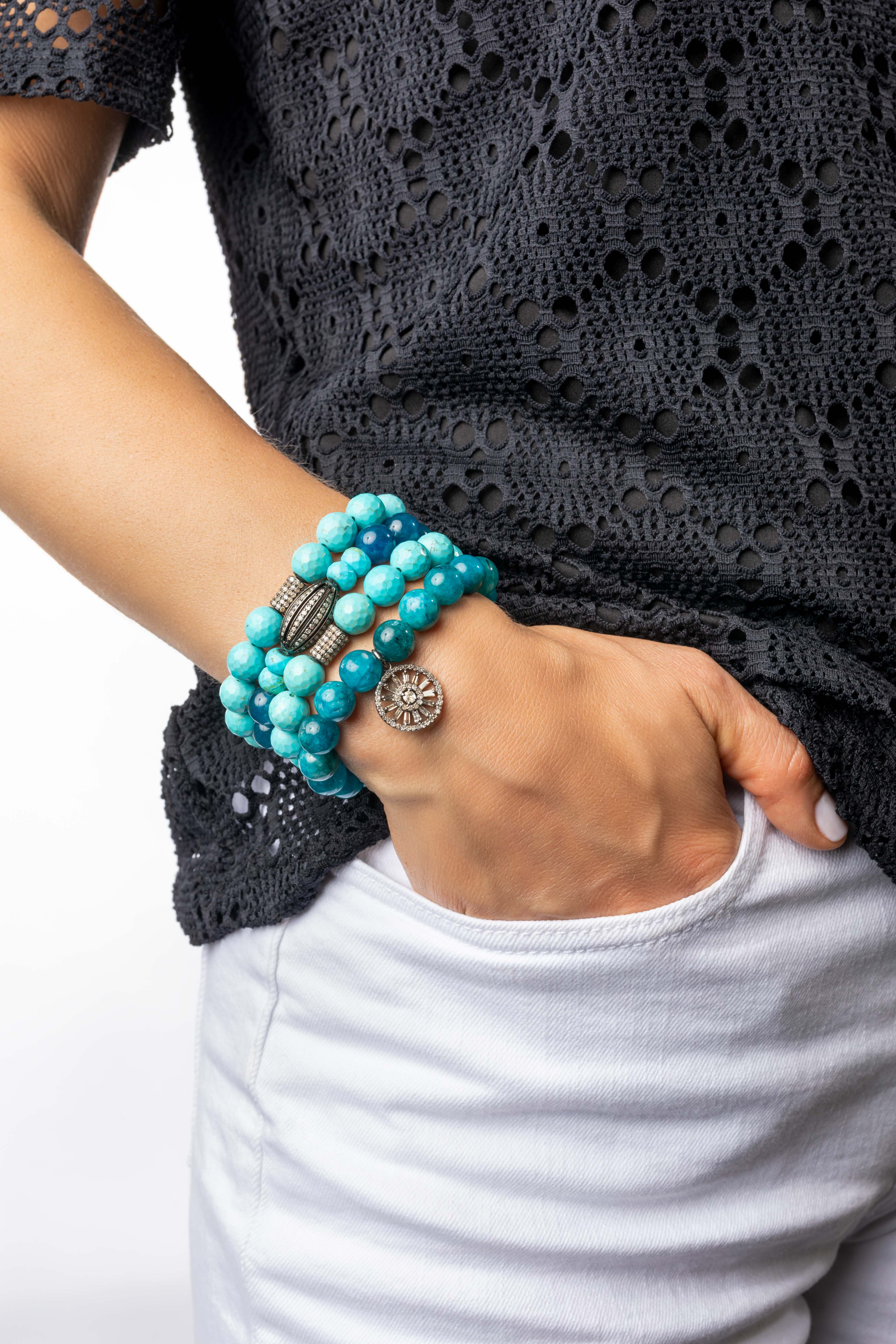 Pave  Diamond ,  Turquoise Bracelet