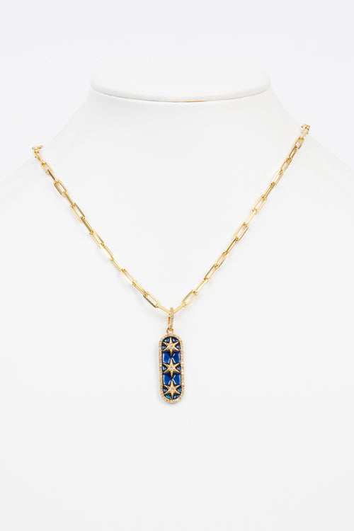 Pave Diamond, Enamel, Vermeil Necklace