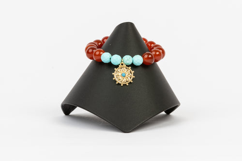 Carnelian, Turquoise, 18K Vermeil Charm Bracelet