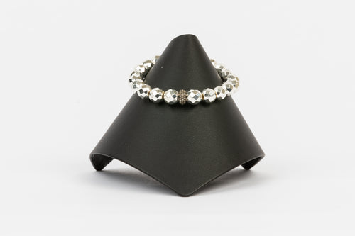 Pave Diamond, Silver Hematite Bracelet