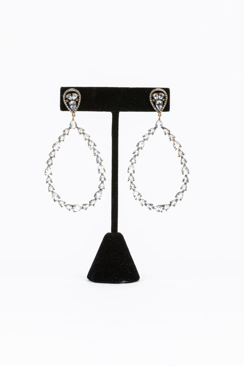 Pave Diamond, Moonstone Earrings