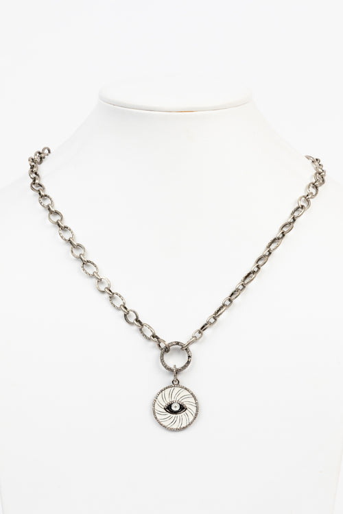 Pave Diamond, Enamel Necklace