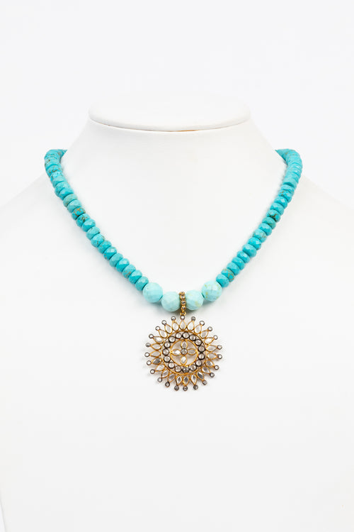 Turquoise, Rock Crystal Necklace