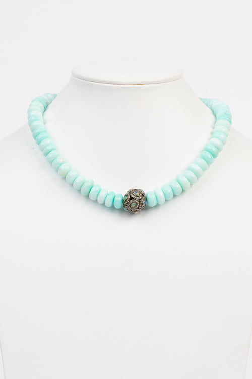 Pave Diamond, Opal , Peruvian Opal Necklace