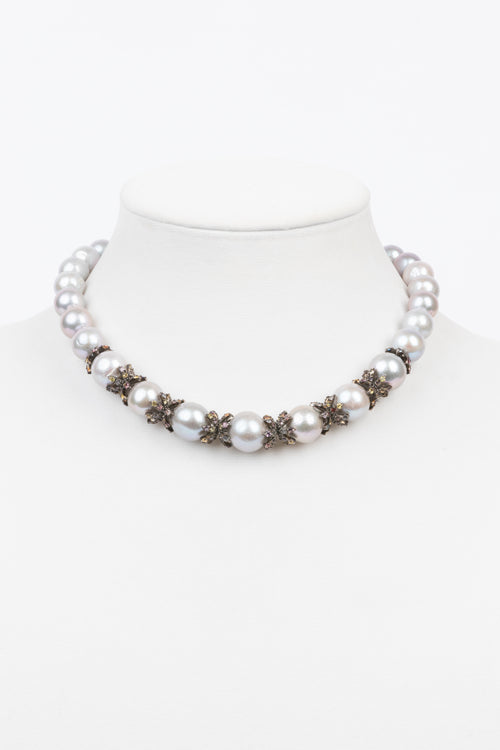 Akoya Pearl, Sapphire, Diamond Necklace