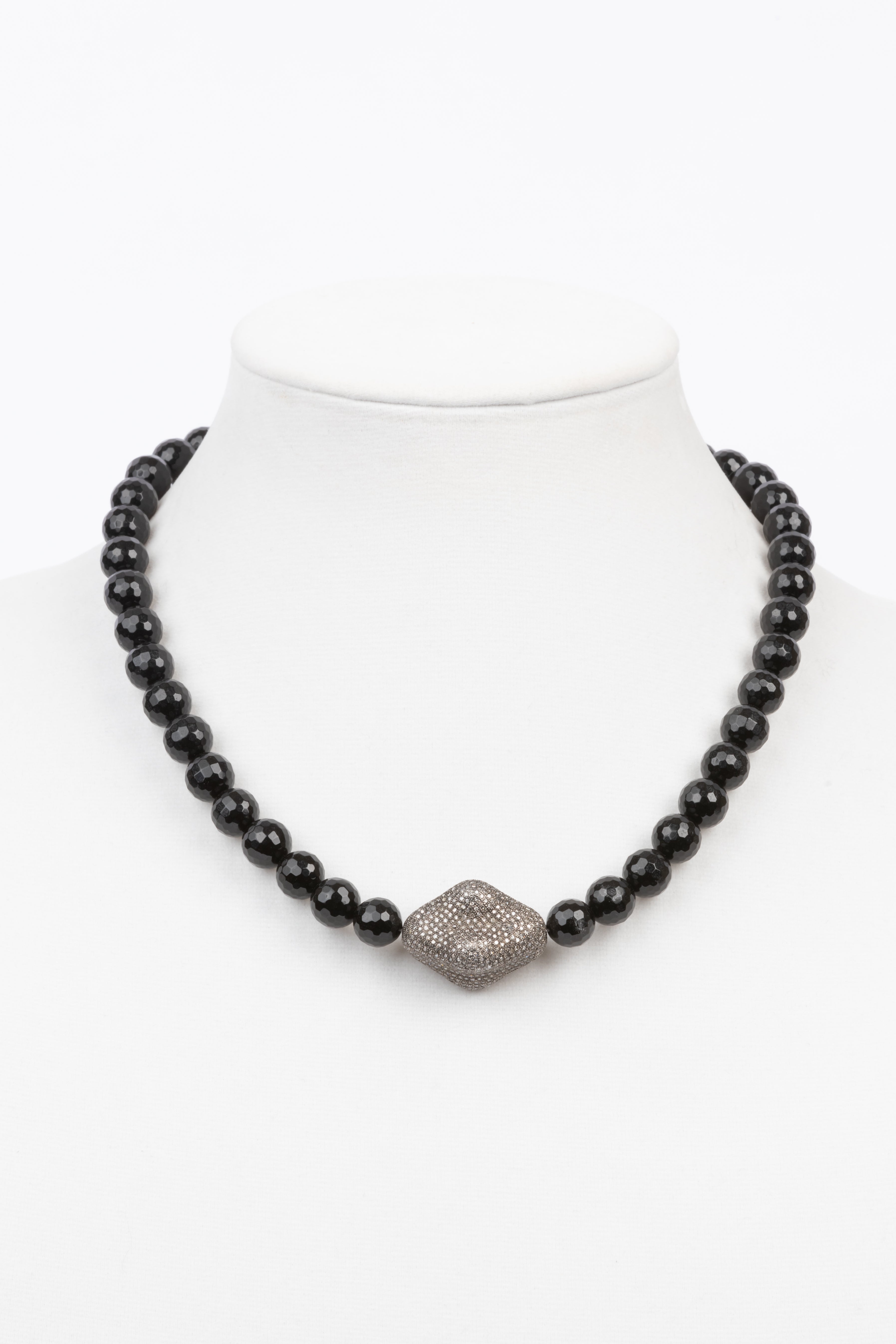 Pave Diamond, Black Onyx Necklace