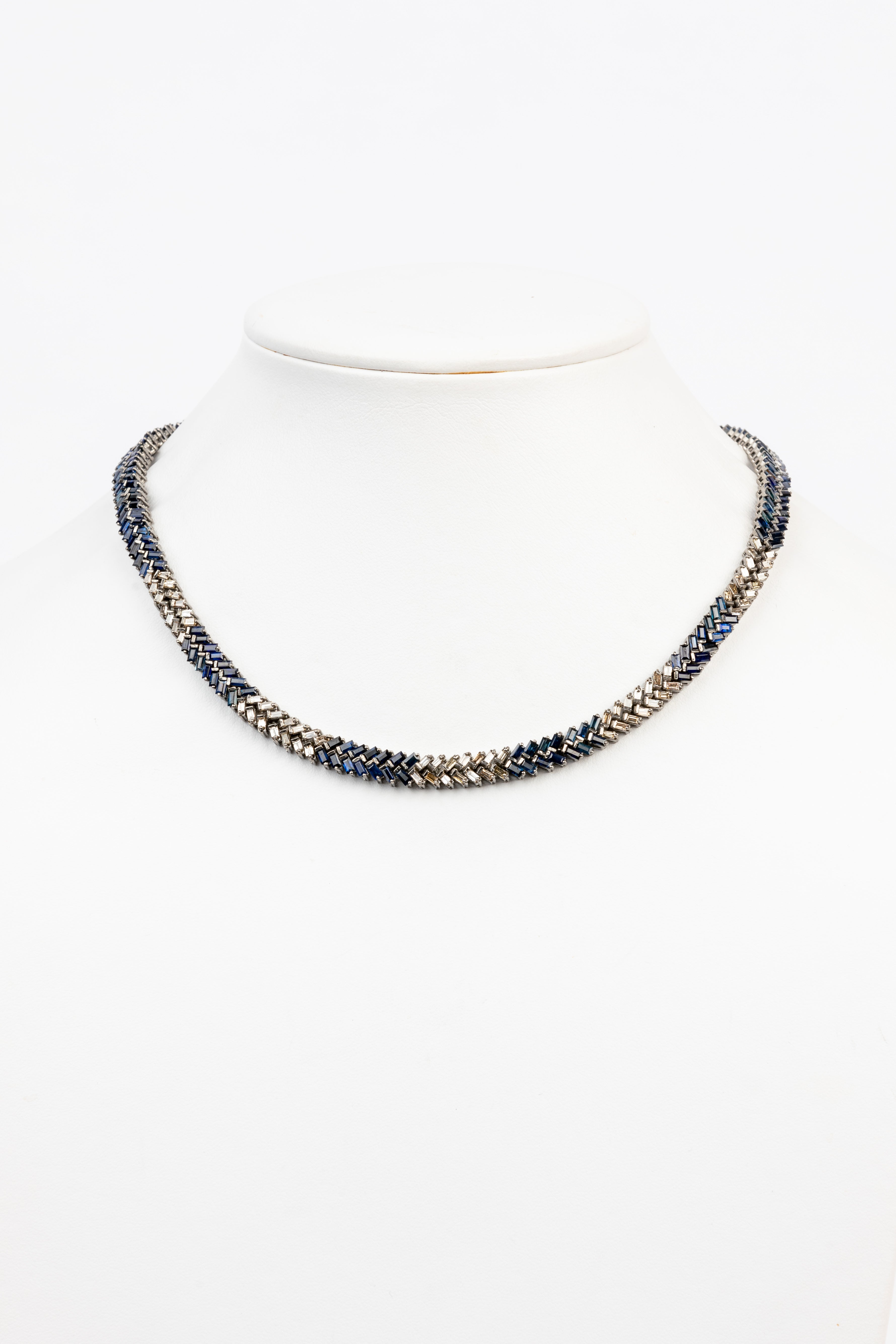 Pave Diamond, Sapphire Necklace