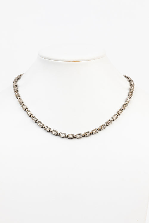 Pave Diamond and Baguette Necklace