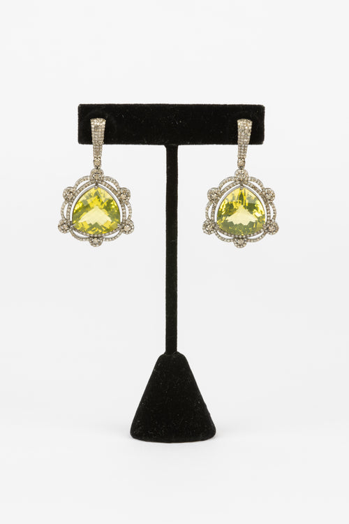 Diamond and Lemon Topaz Earrings