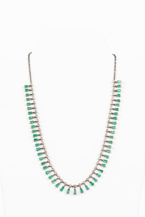 Pave Diamond, Emerald Neckalce