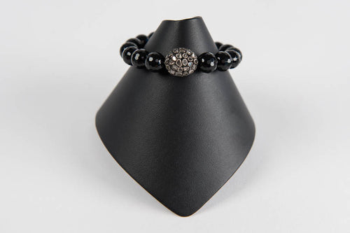 Black onyx with sliced diamond bead