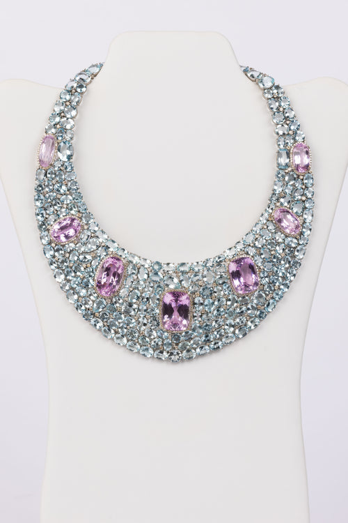 Aquamarine, Morganite and Diamond Necklace