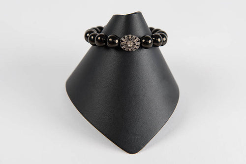 Black onyx with pave diamond flower