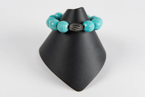 Turquoise agate with pave diamond bead
