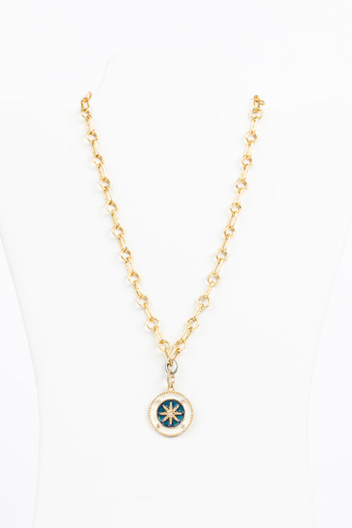 Pave Diamond, Enamel and Vermail Necklace