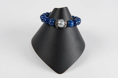 Lapis with mother of pearl and diamond bead caps